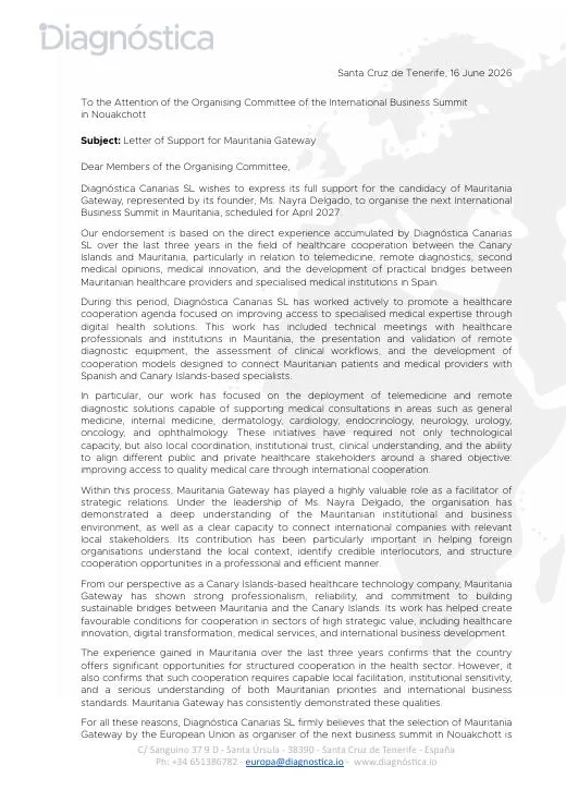 Diagnóstica Europa — Support Letter