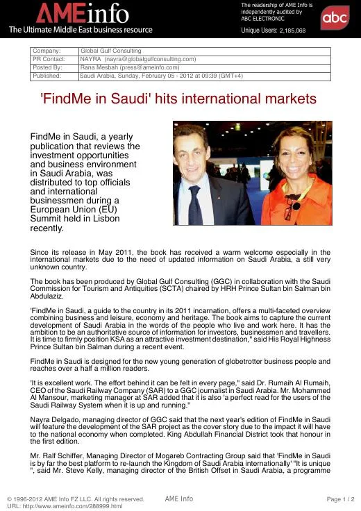 FindMe in Saudi Hits International Markets