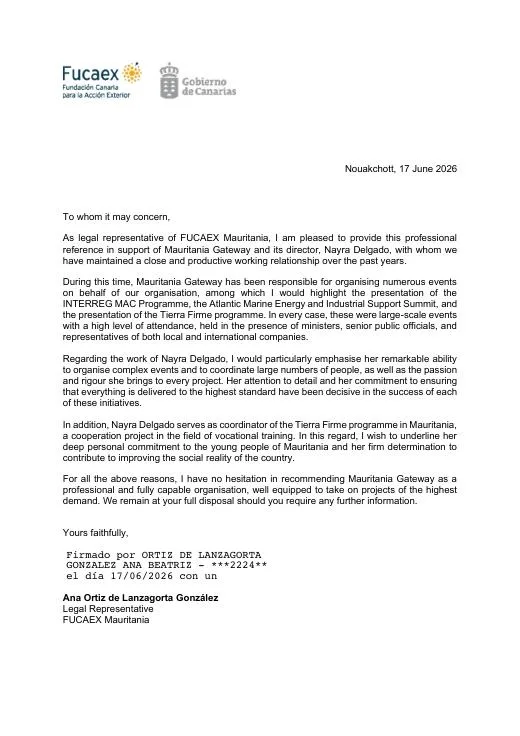 FUCAEX — Support Letter