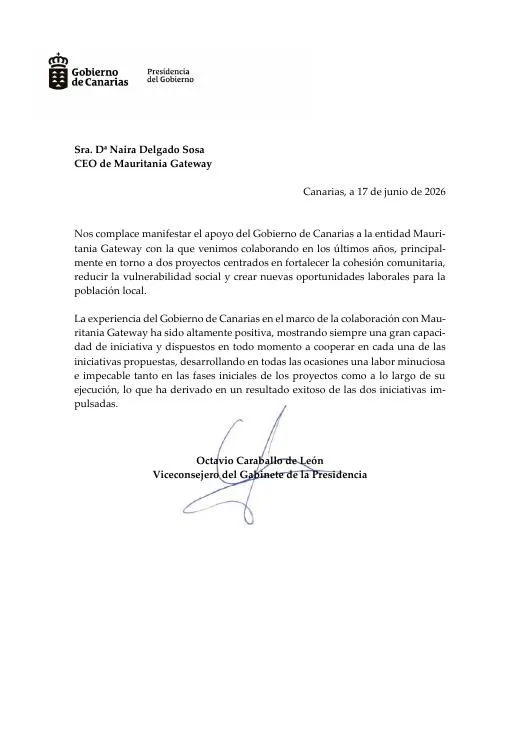 Government of the Canary Islands — Support Letter