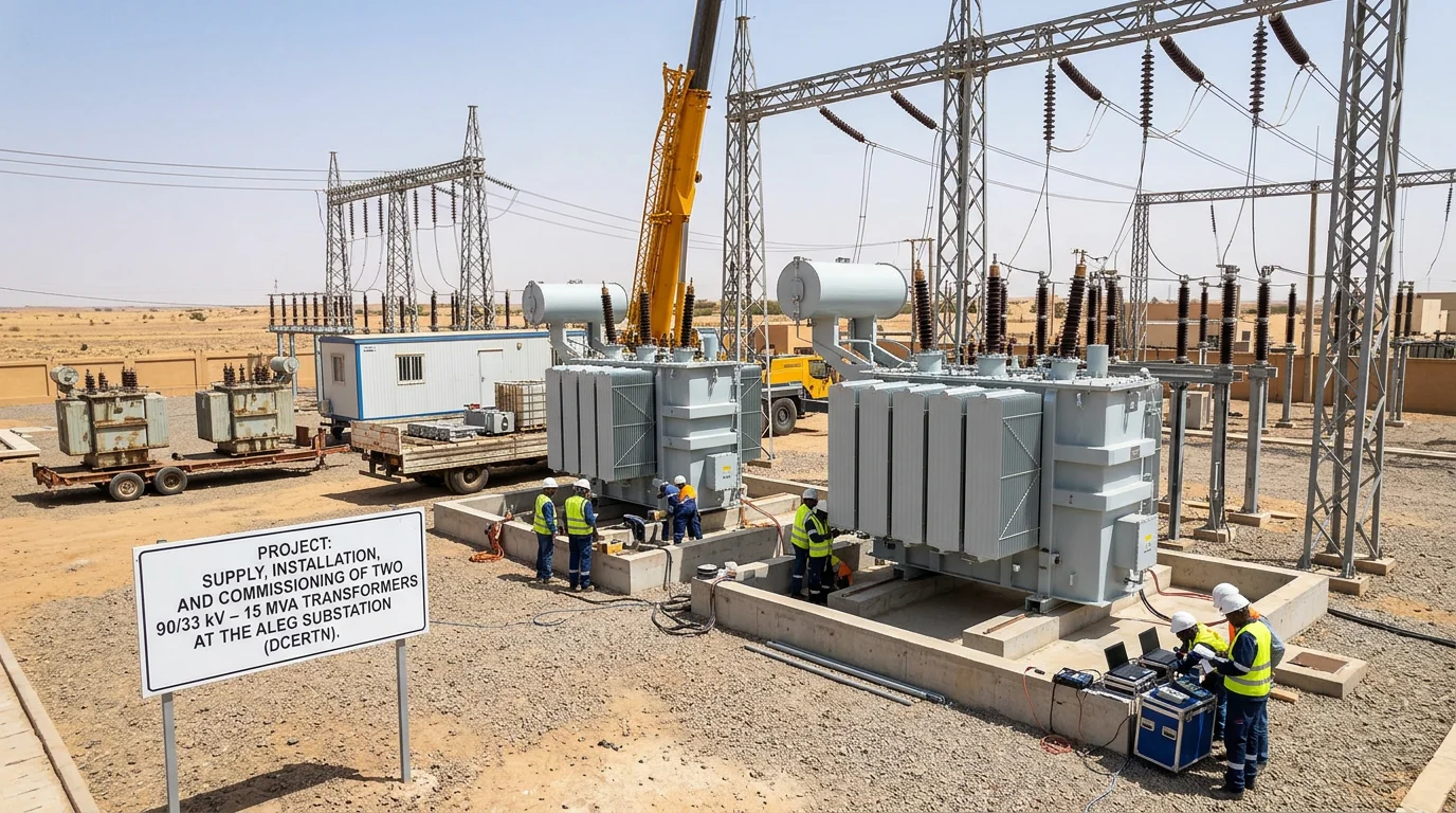 225 kV double-circuit line between Aleg and El Ghaira and the 225/90/33 kV El Ghaira substation