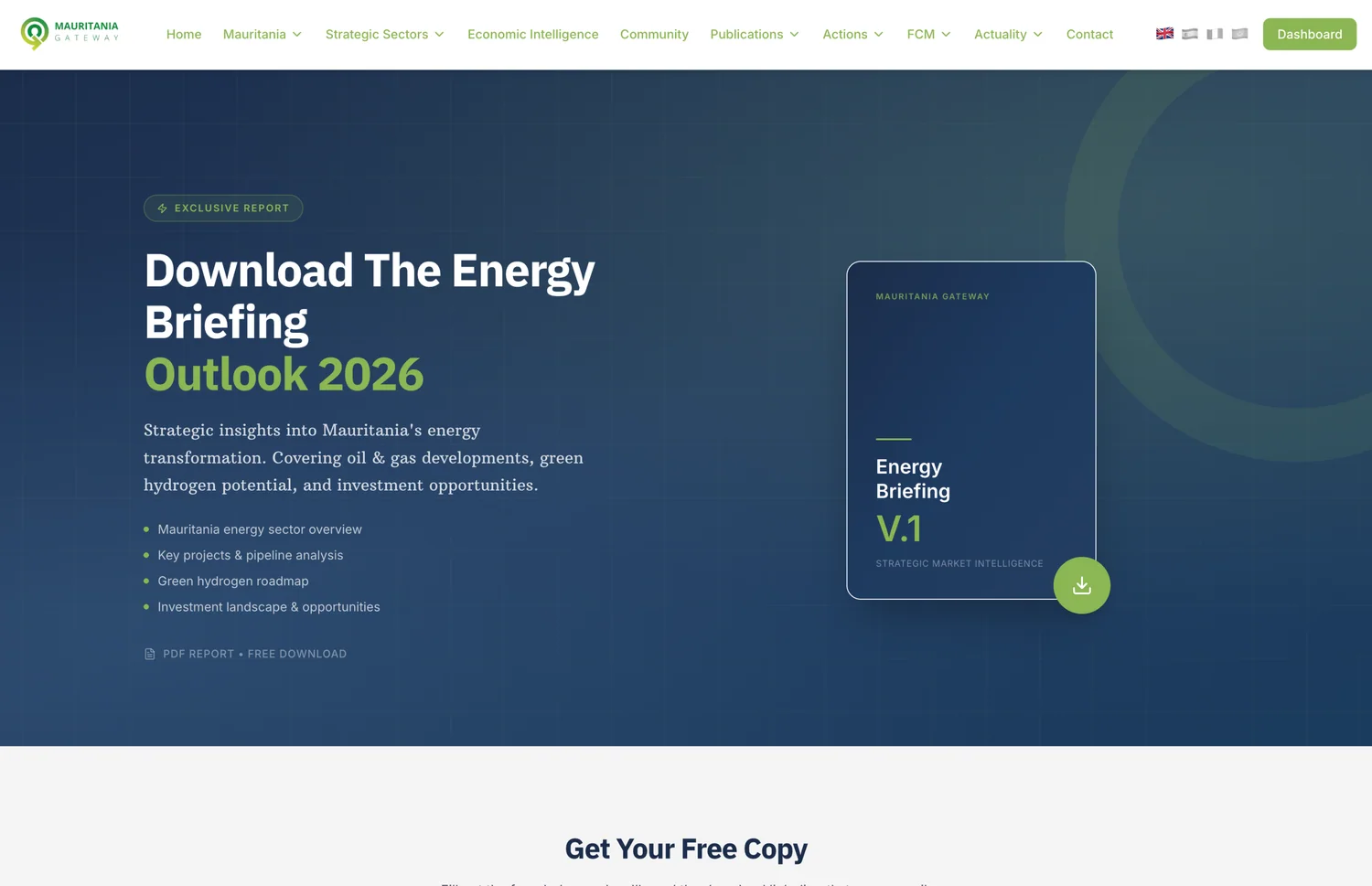 Energy Briefing Outlook 2026 download page on Mauritania Gateway