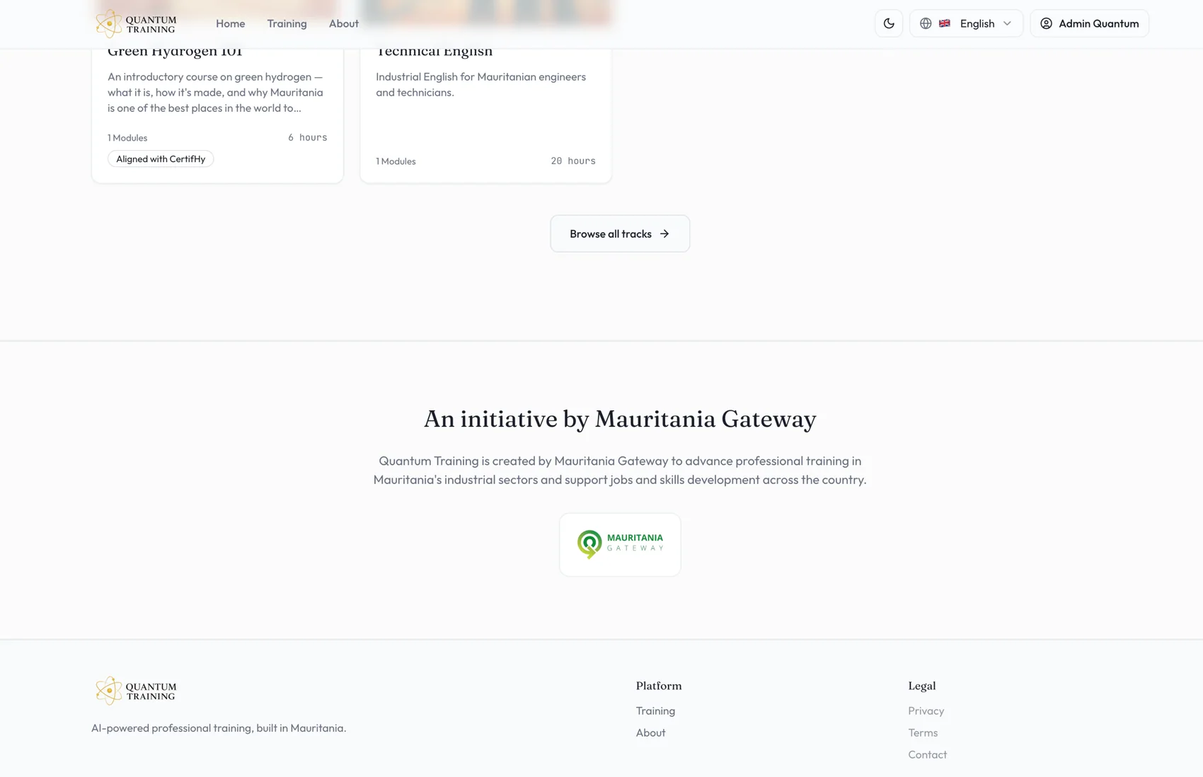 An initiative by Mauritania Gateway: platform credit and footer