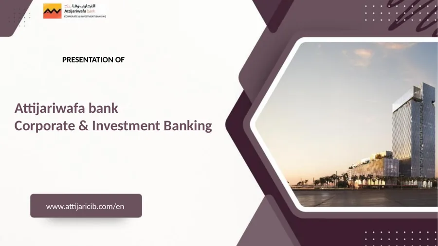Cover of the Attijariwafa bank Corporate & Investment Banking presentation